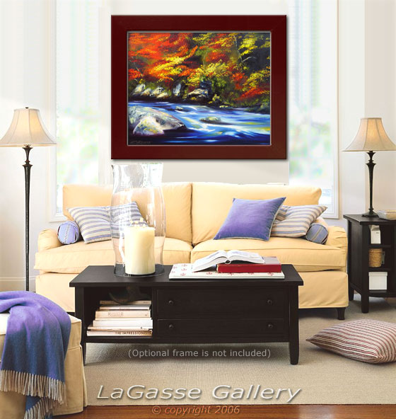 Painting: 'FALL RIVER IN AUTUMN' - Detail #4